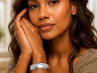 Sterling Silver Rhodium Plated Domed Classic Bangle (18.50 mm)