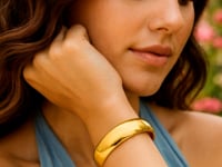 Sterling Silver Gold Plated Domed Classic Bangle (18.50 mm)