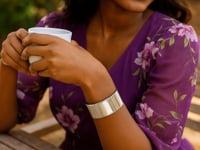Sterling Silver Rhodium Plated Wide Sculpted Cuff Bangle