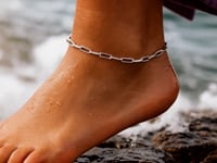 Sterling Silver Rhodium Plated Paperclip Anklet (2.50 mm)