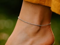 Sterling Silver Rhodium Plated Sparkle Anklet
