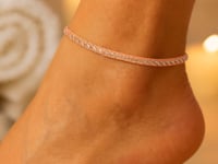Sterling Silver Two Tone Snake Chain Inspired Anklet