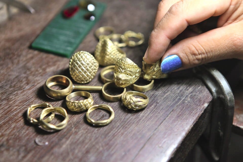 Gold rings after casting