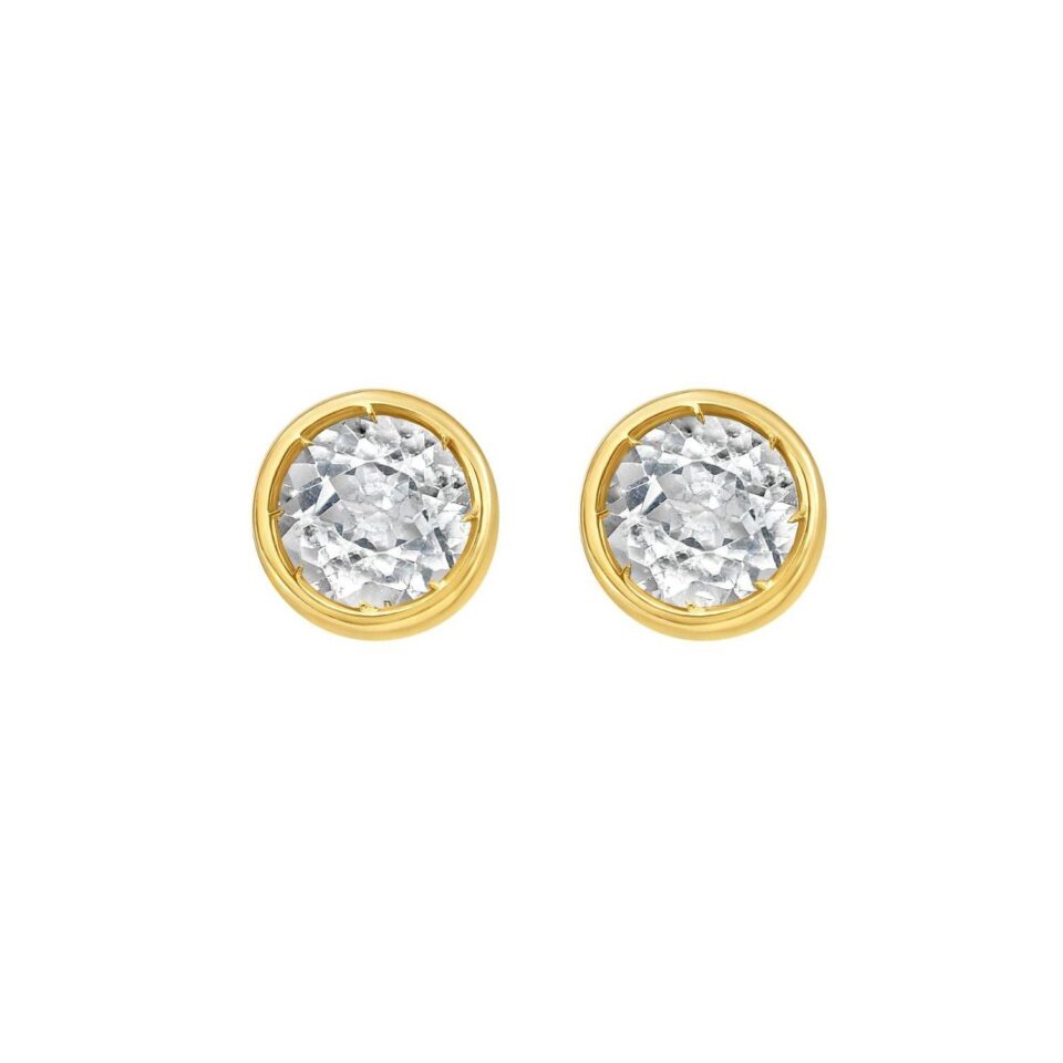 Topaz Earrings, 14K Yellow and White Gold