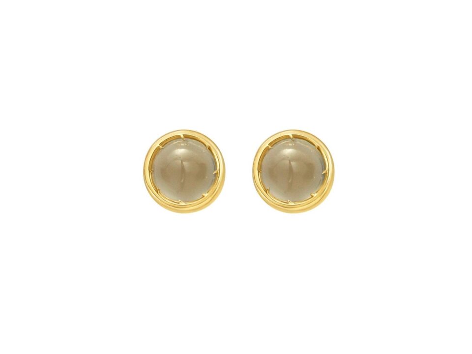 14K Yellow Gold Moonstone Birthstone Earrings - peelerie