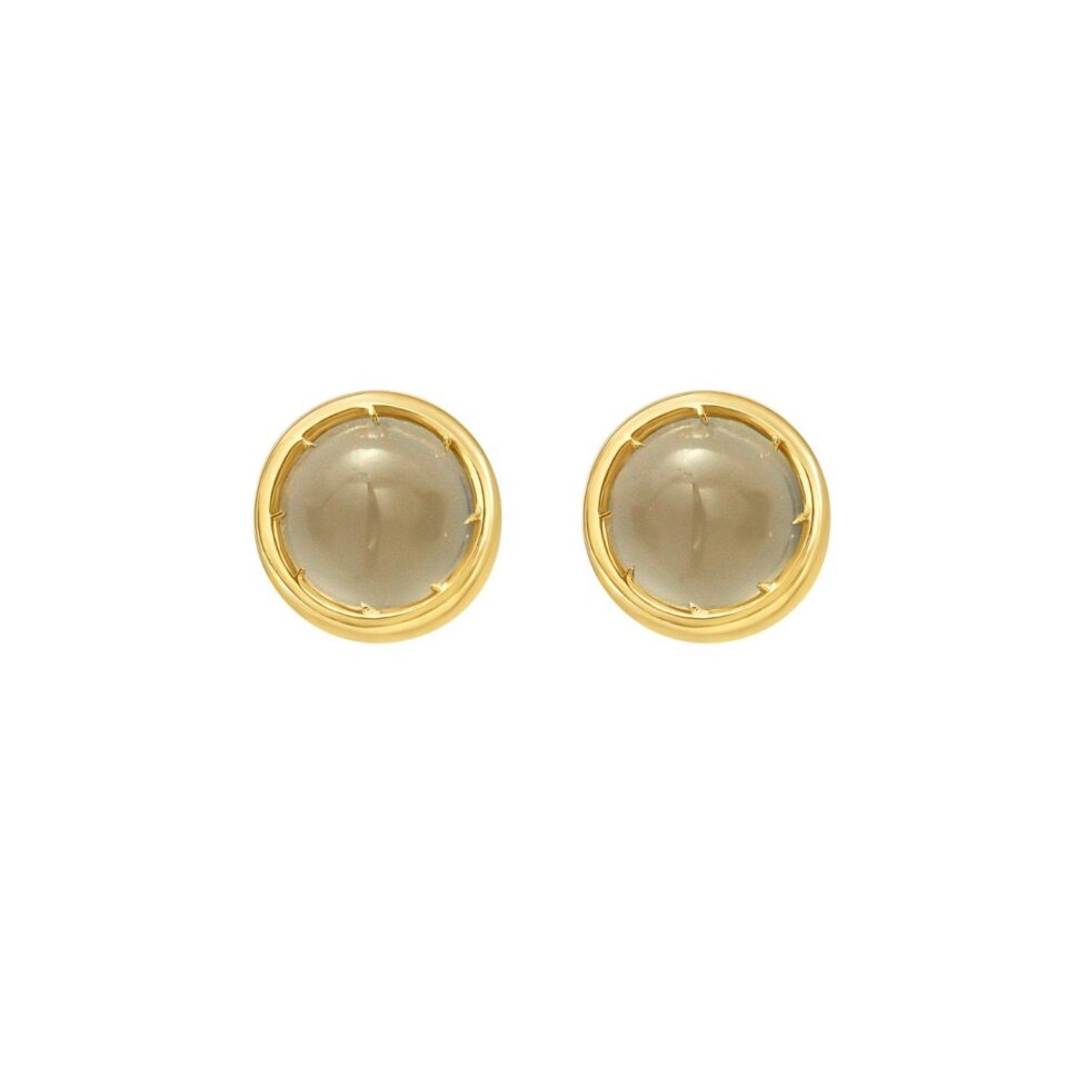 14K Yellow Gold Moonstone Birthstone Earrings