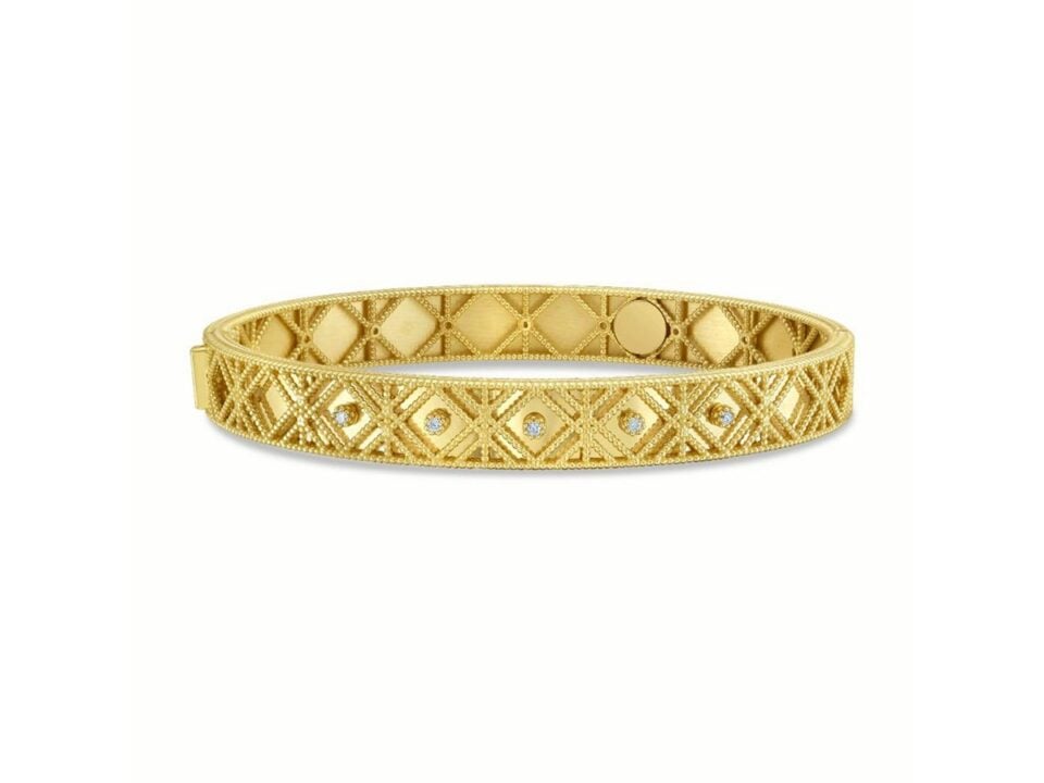 14K Yellow Gold Lab-Grown Diamond Bangle 18g
