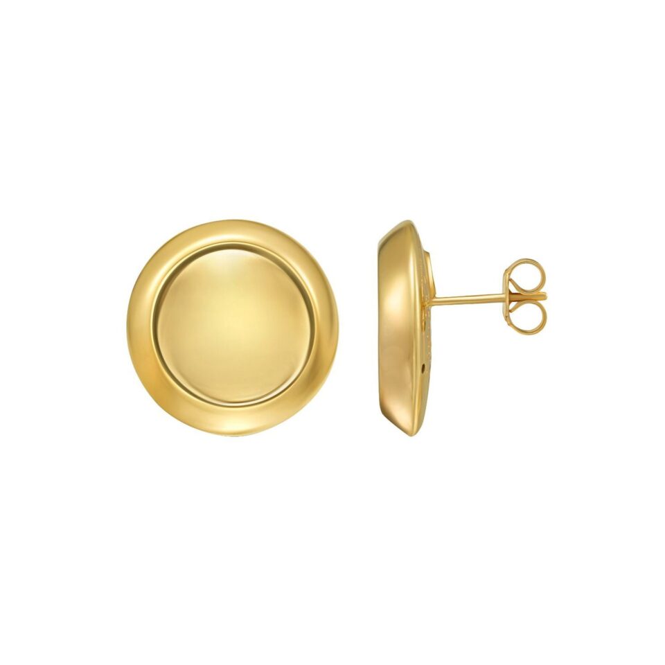 Button Polished Stud Earrings, 14K Yellow Gold
