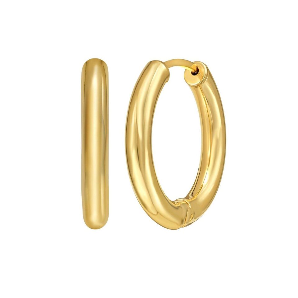 Polished Round Hoop Hinged, 14K Yellow Gold