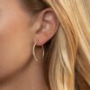 14K Yellow Gold Round Hoop Earrings Faceted