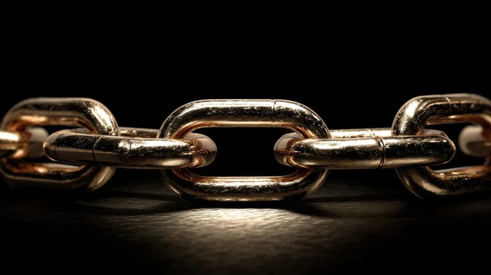 Solid gold chain in low light