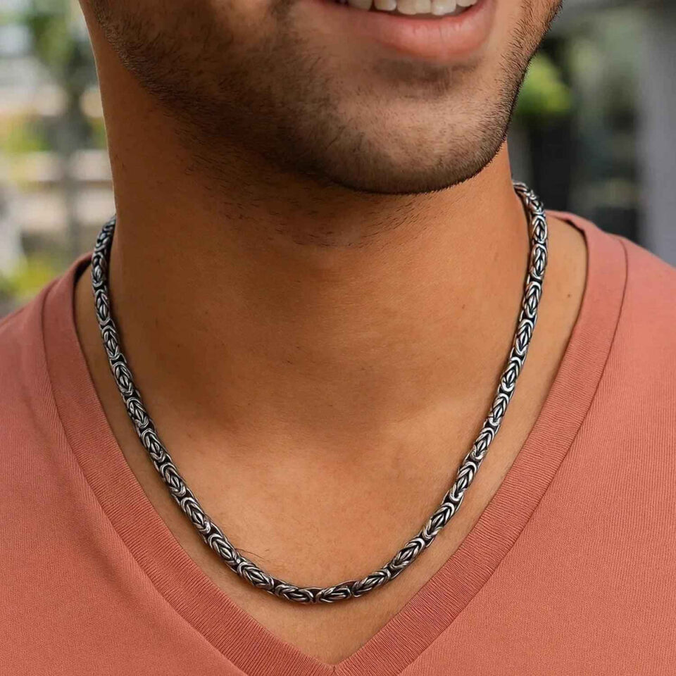 Sterling silver byzantine necklace, view 3