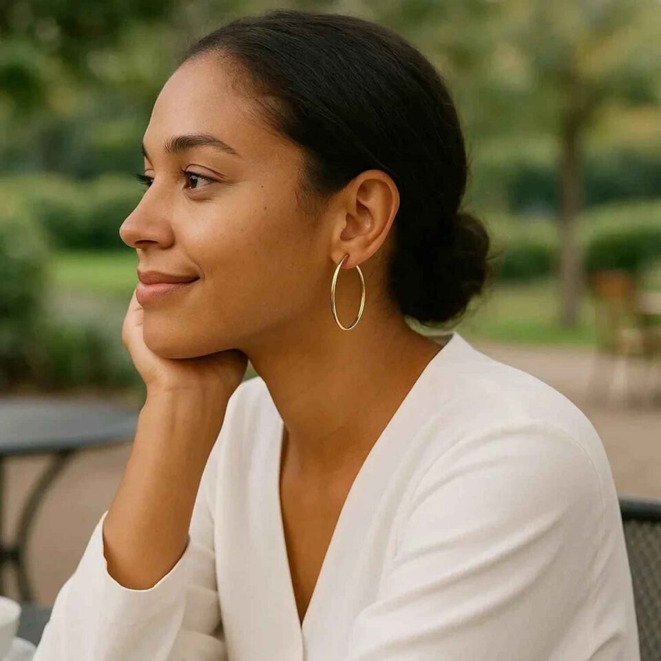 1.5 × 40 mm hoop earrings in solid 14K yellow gold, view 4