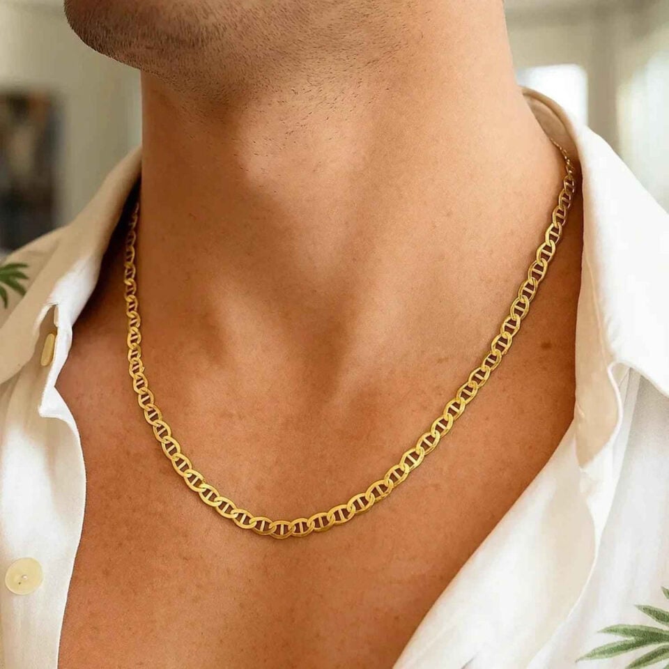 5.50mm mariner chain in solid 14K yellow gold, view 9
