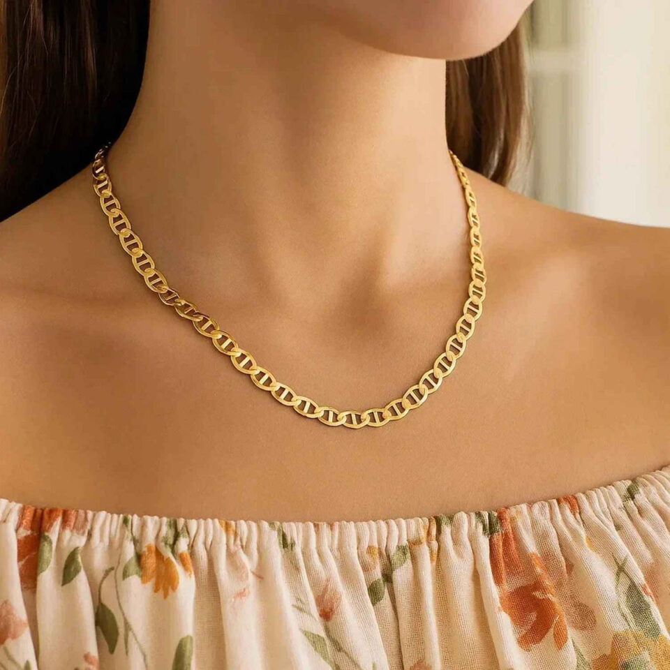 5.50mm mariner chain in solid 14K yellow gold, view 10