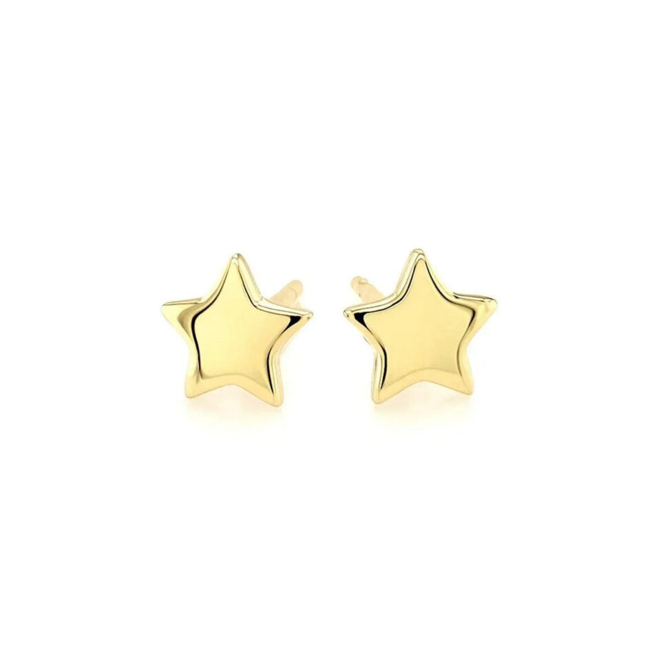 6.5mm earrings in solid 14K yellow gold, view 2