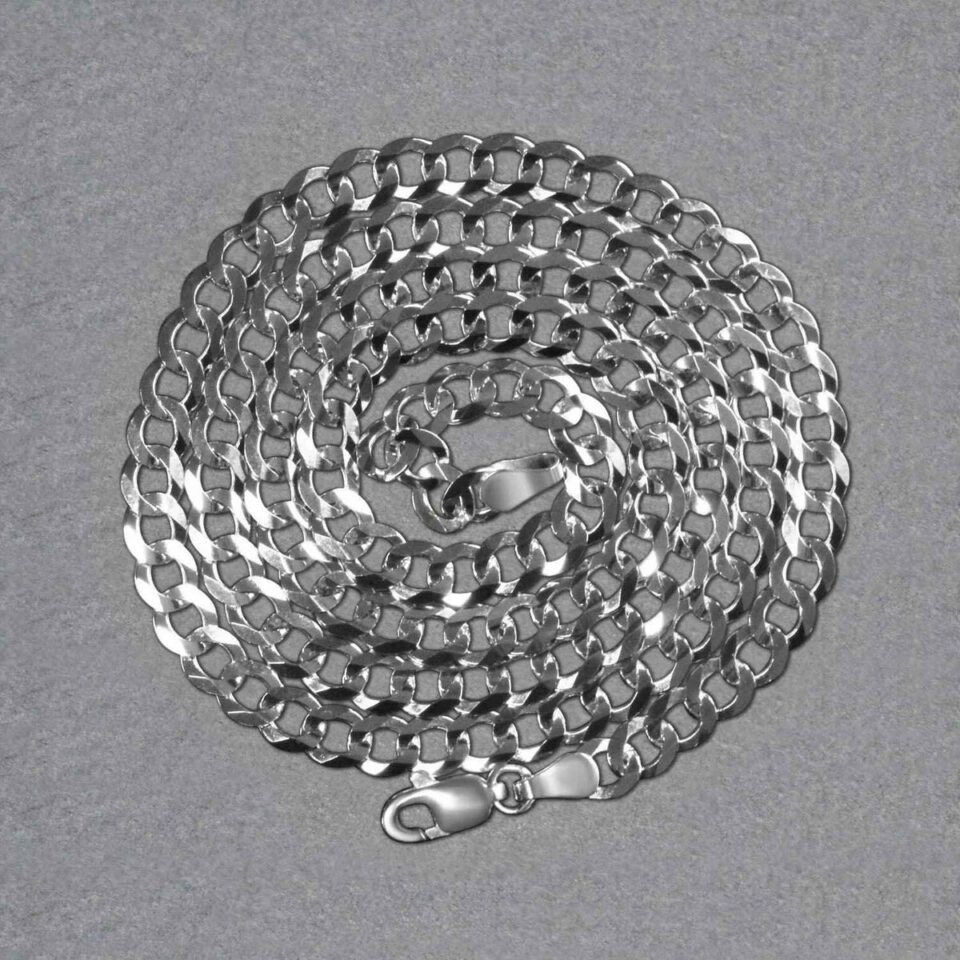 4.70mm curb chain in solid 14K white gold, view 5