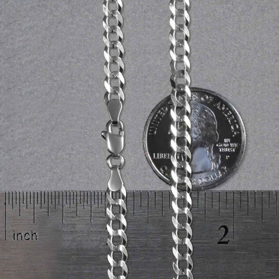 4.70mm curb chain in solid 14K white gold, view 6