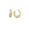 14K Two-Tone Gold Hoop Earrings Triple