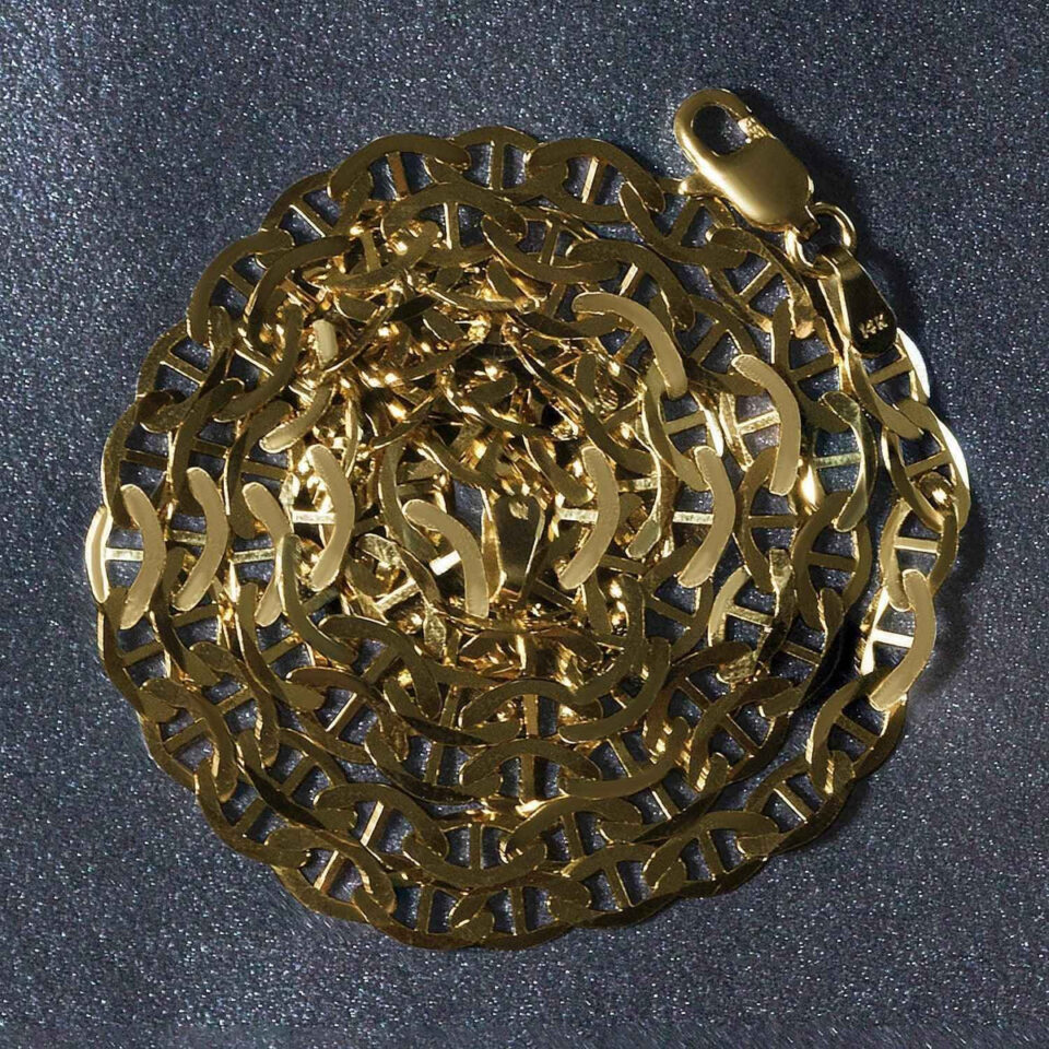 4.50mm mariner chain in solid 14K yellow gold, view 5