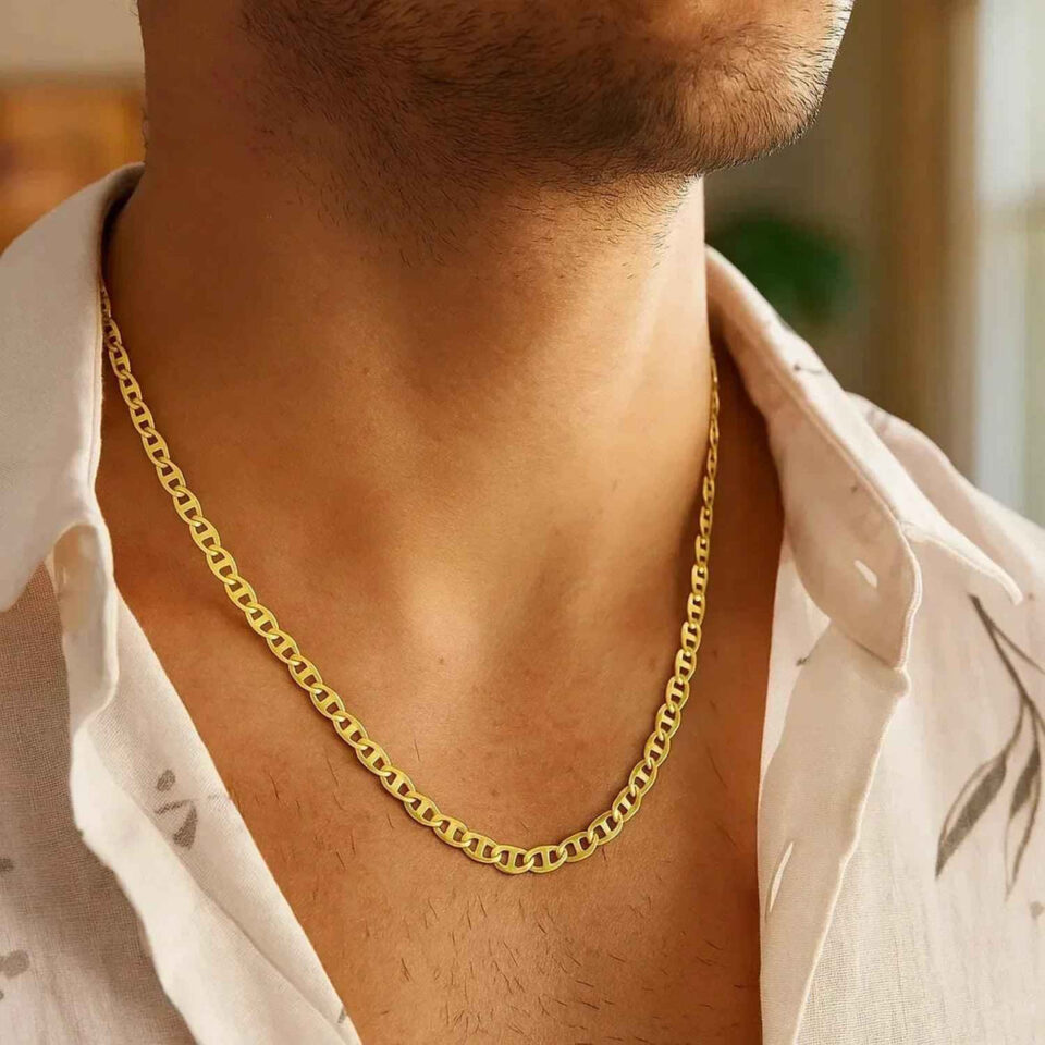 4.50mm mariner chain in solid 14K yellow gold, view 8
