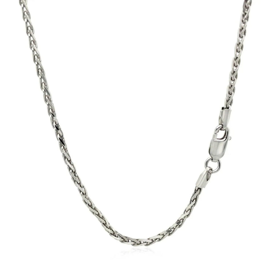 Sterling Silver, Rhodium Plated Wheat 2.20mm