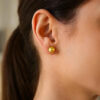14K Yellow Gold Ball Faceted Texture Earrings, 7 mm