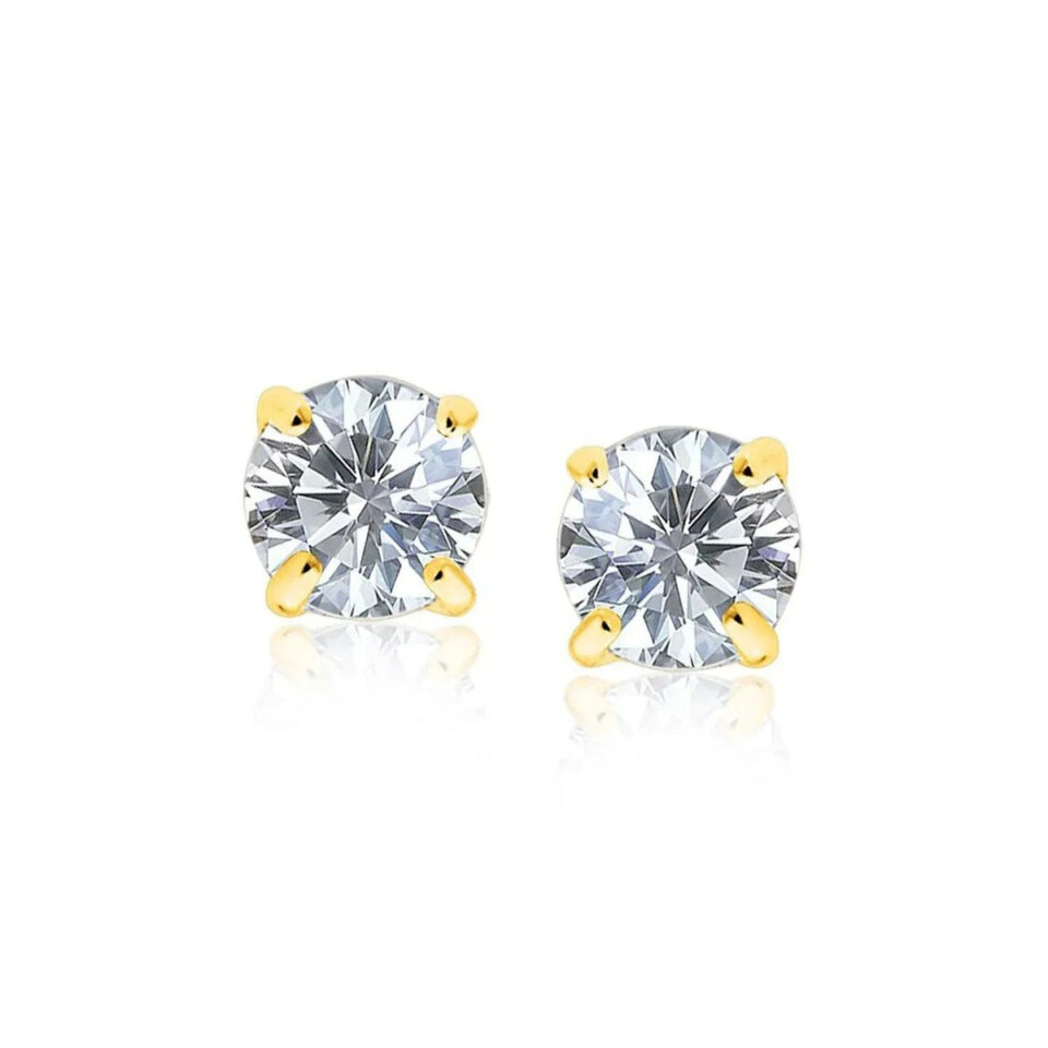 14K Yellow Gold Round Stud Earrings 8.0mm