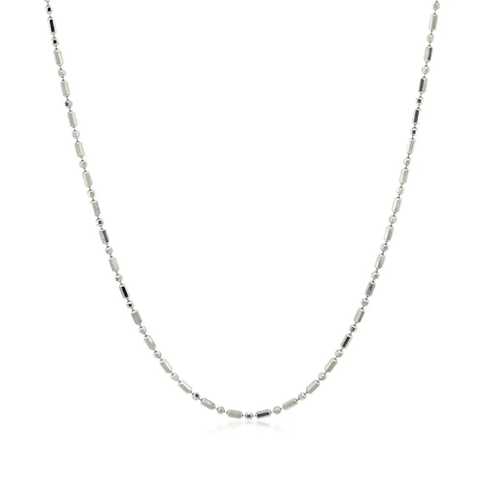14K White Gold Bead Chain 1.10mm