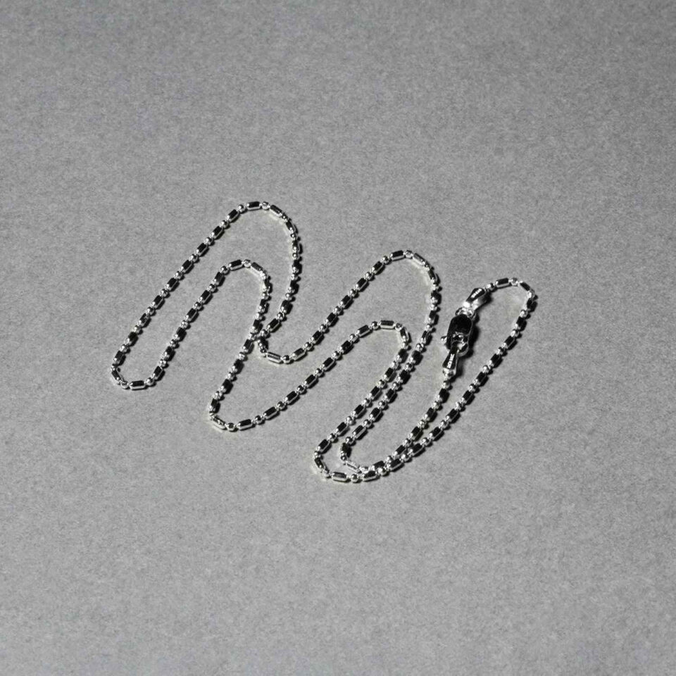 14K White Gold Diamond-Cut Alternating Bead Chain, 1.1 mm