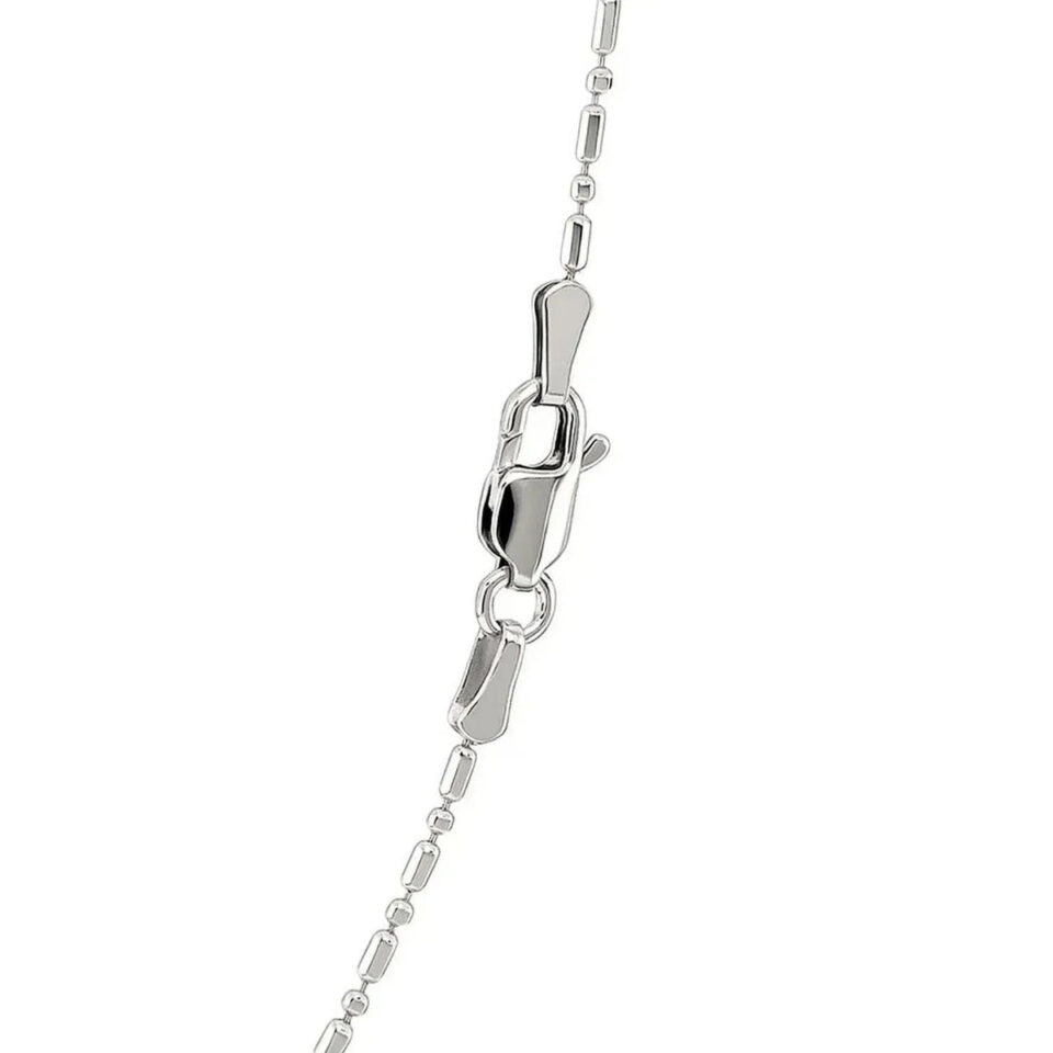 14K White Gold Diamond-Cut Alternating Bead Chain, 1.1 mm