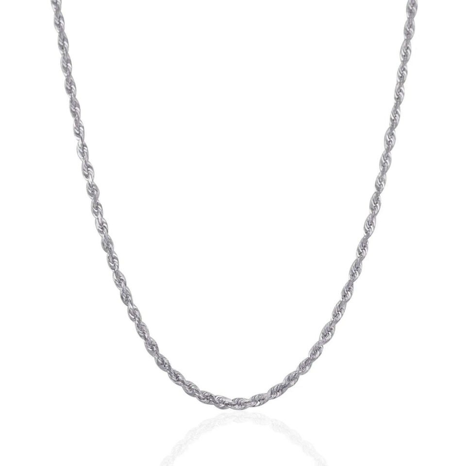 14K White Gold Rope Chain 3.00mm