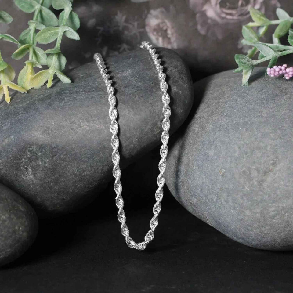 14K White Gold Rope Chain 3.00mm