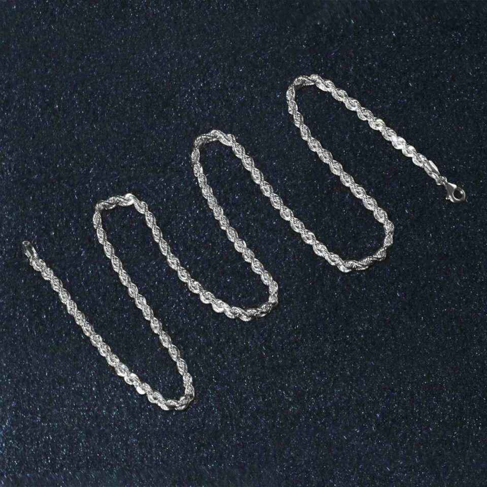 14K White Gold Rope Chain 3.00mm