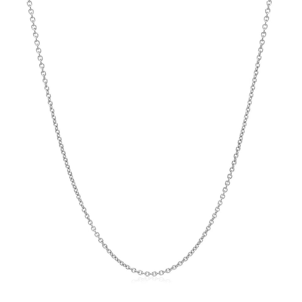 14K White Gold Cable Oval Chain 1.20mm