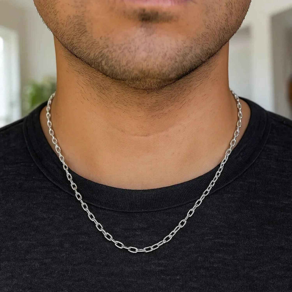 14K White Gold Textured Pendant 2.90mm