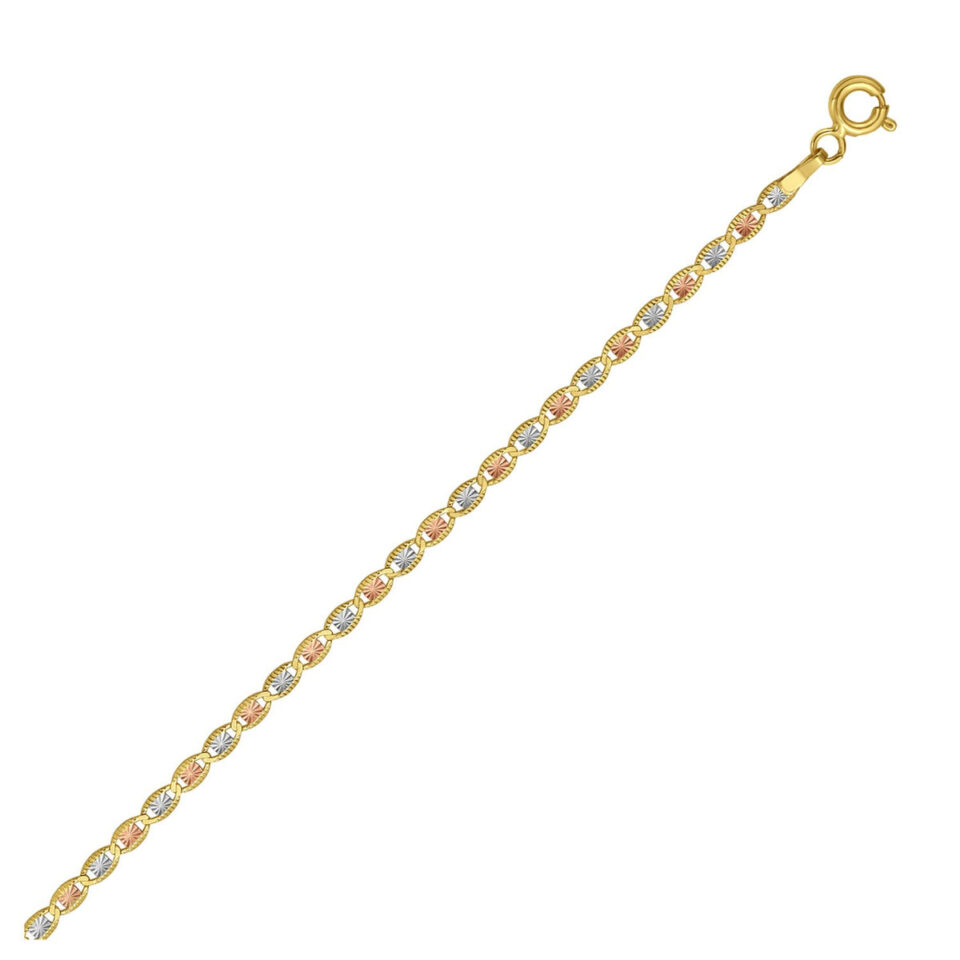 14K Tri-Colour Gold Pave Chain 2.00mm