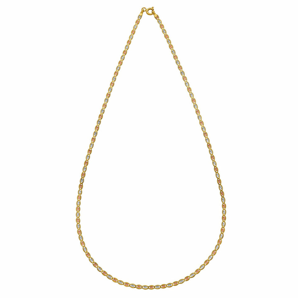 2.00mm pave chain in solid 14K tri-colour gold, view 3