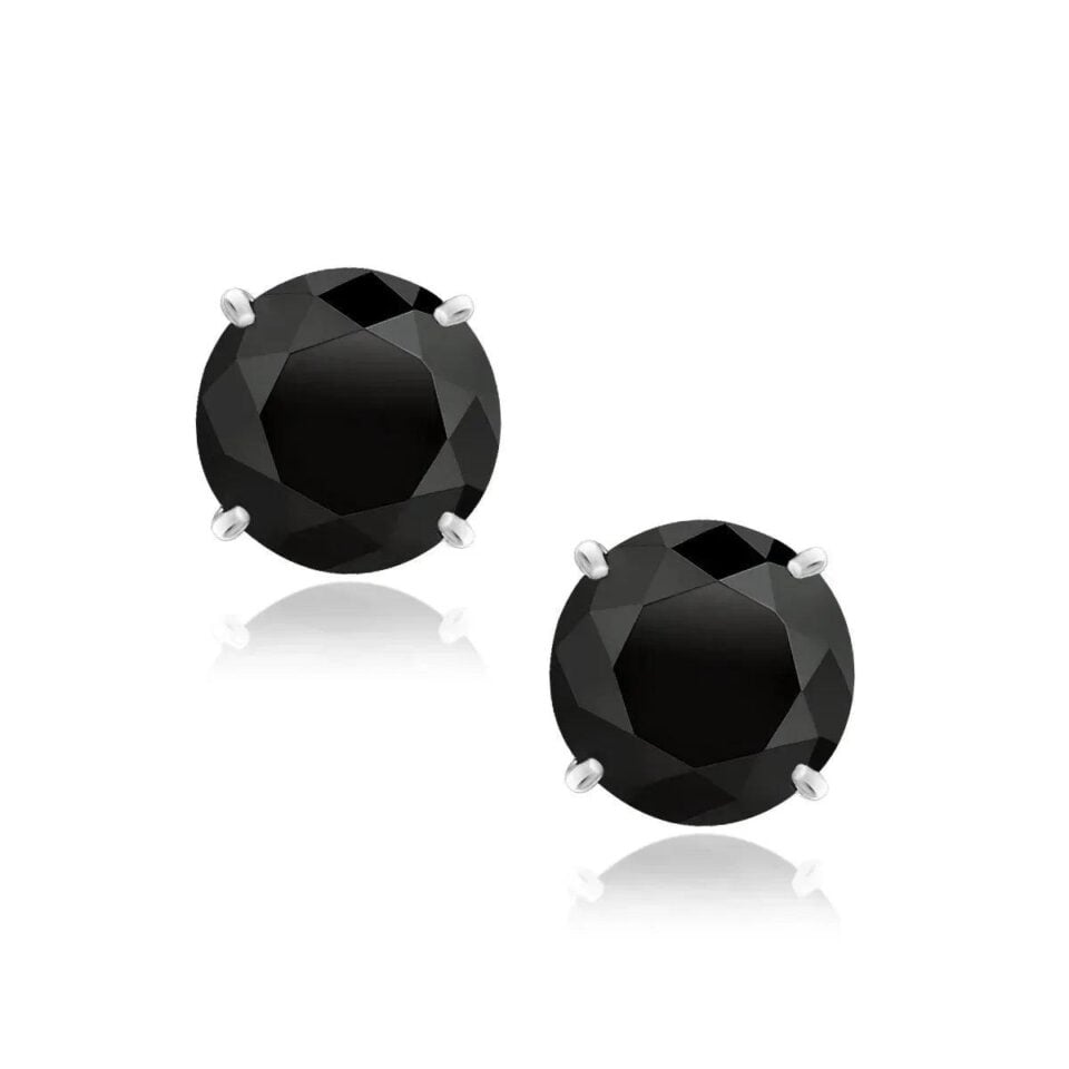 14K White Gold Round Cubic Zirconia Stud 8.0mm