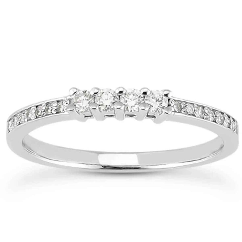 14K White Gold Pave Lab-Grown Diamond Band Wedding