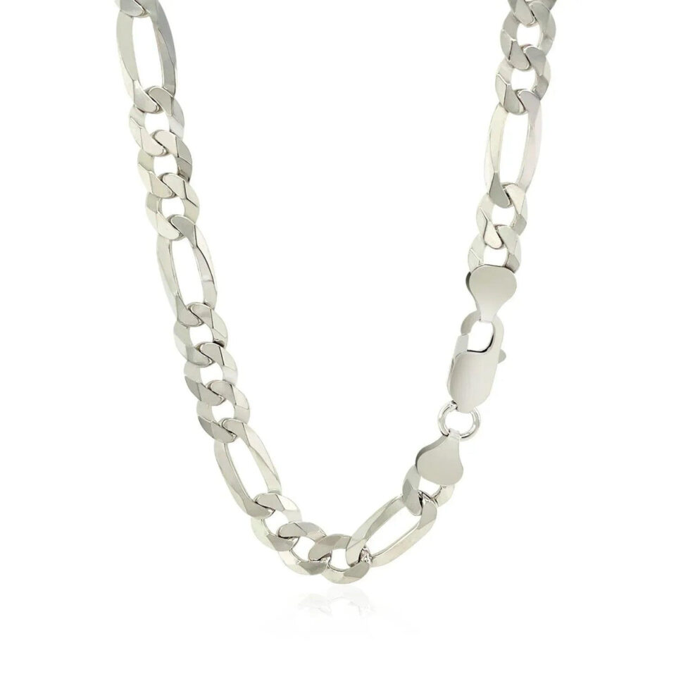Sterling Silver, Rhodium Plated Figaro 8.10mm