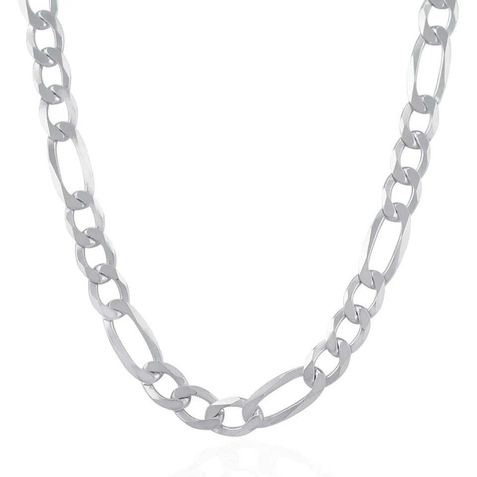 Sterling Silver, Rhodium Plated Figaro 8.8mm