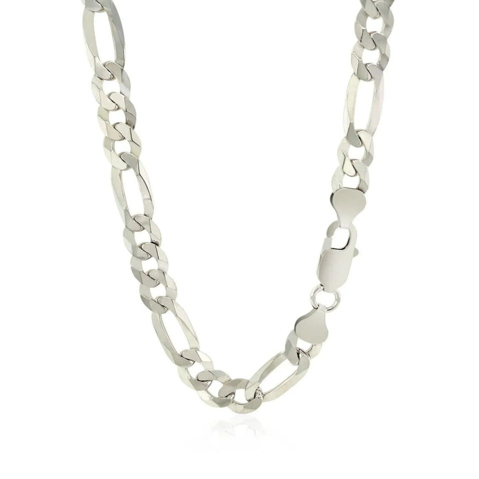 Sterling Silver, Rhodium Plated Figaro 8.8mm