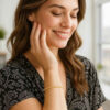 2.90mm moon bead bracelet in solid 14K yellow gold, view 2