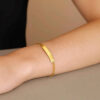 2.1 mm 7-inch paperclip chain bar bracelet in solid 14K yellow gold, view 2