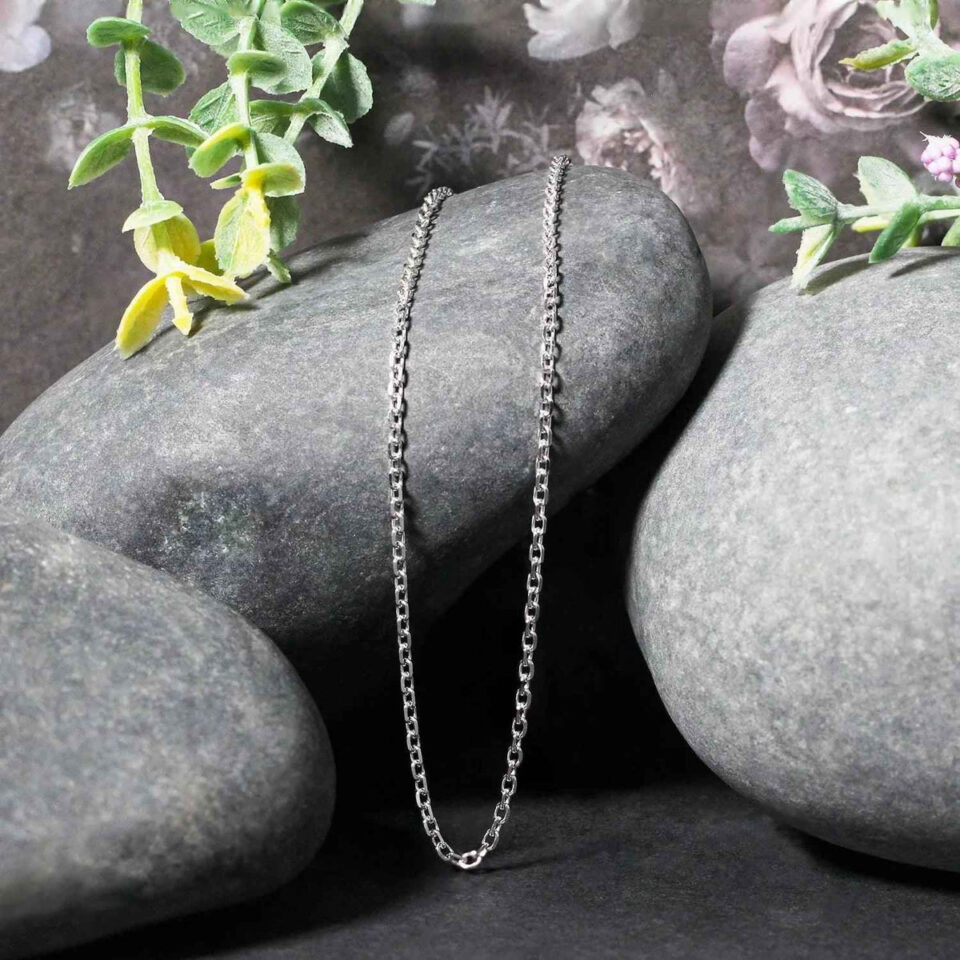 14K White Gold Cable Chain 1.9mm