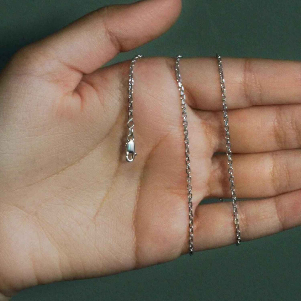 14K White Gold Cable Chain 1.9mm