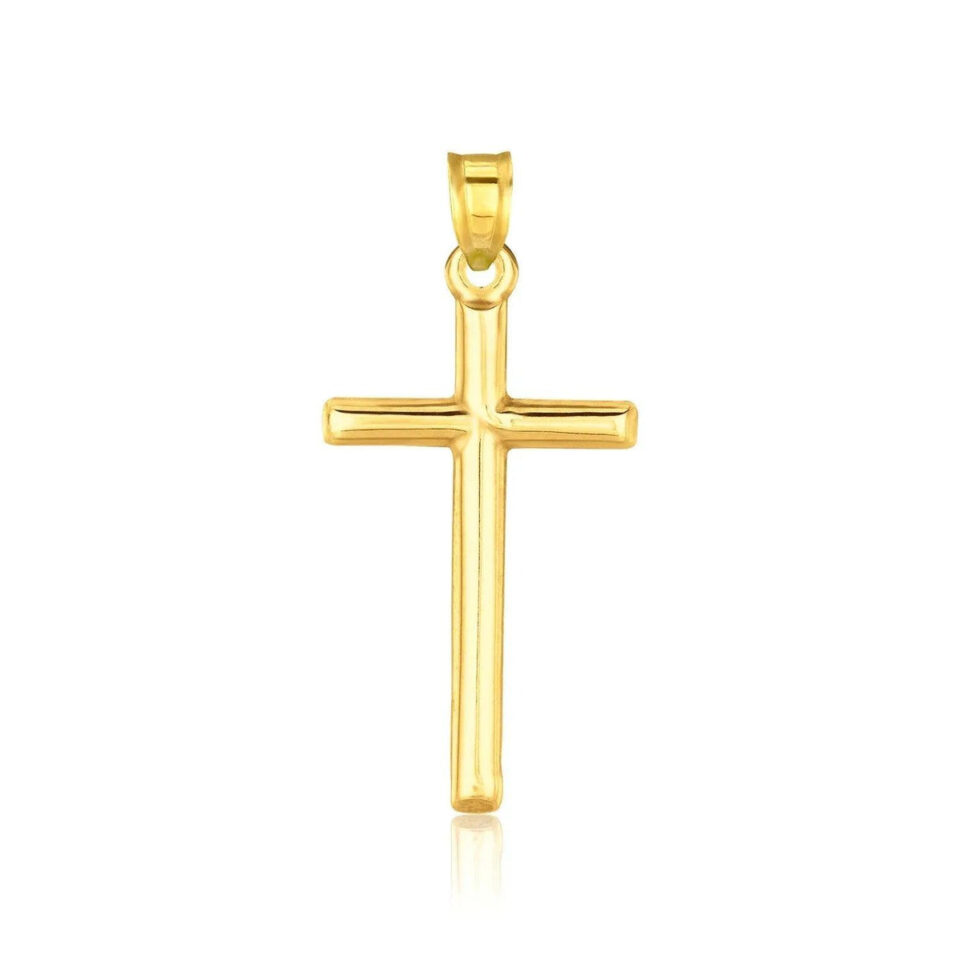 14K Yellow Gold Cross Pendant High