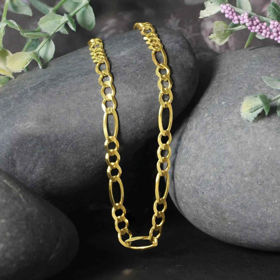 4.50mm figaro chain in solid 10K yellow gold, view 4
