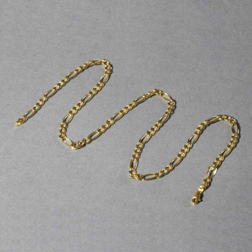 4.50mm figaro chain in solid 10K yellow gold, view 5